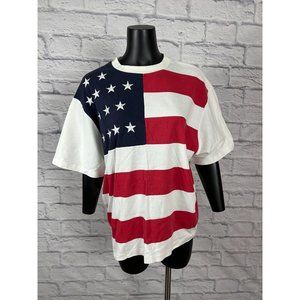 Aileen Too USA Flag T-Shirt Patriotic Cotton Short Sleeve Vtg 90's Women's Sz 2x
